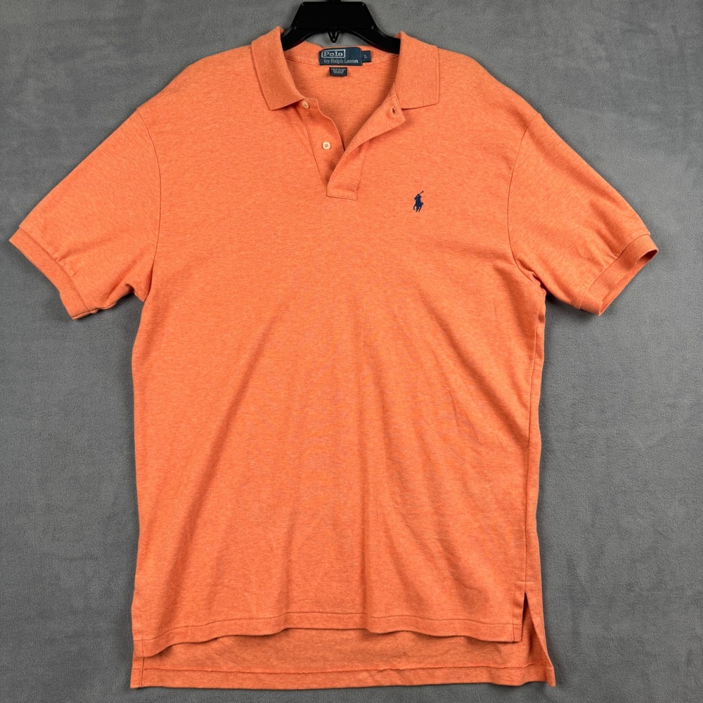 Polo Ralph Lauren Mens Large Orange Heather Short Sleeve Cotton Polo Shirt